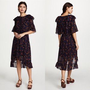Madewell High-Low Floral Ruffle Midi Dress